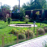 Фото с участка перед домом с автополивом